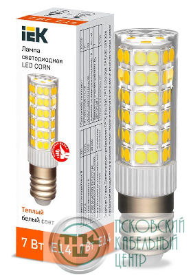 Лампа светодиодная CORN 7Вт капсула 3000К E14 230В керамика IEK LLE-CORN-7-230-30-E14