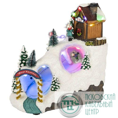 Фигура светодиодная новогодняя EFIS-S06 композиция Лыжня мультиколор 3хАА 22х14х22см Эра Б0060484
