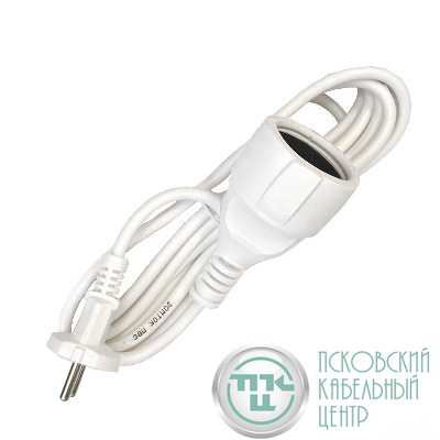 Удлинитель-шнур 1х3м без заземл. 10А IP20 ПВС 2х1 бел. DOMTOK 2336