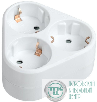 Разветвитель 3-м 16А IP20 Т-01/03 2P+PE треугольн. бел. IEK WTP10-16-03-Z-K01