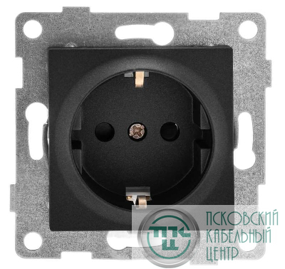 Розетка 1-м СП Ugra 16А 250В с заземл. защ. шторки механизм графит GUSI С11Р4-010