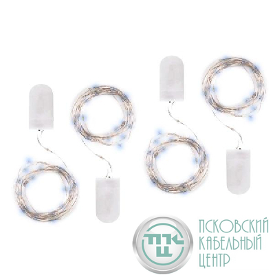 Гирлянда DC-G05-20WS4 20LED 2xCR2032 (в компл.) бел. (уп.4шт) ФАZА 5048072