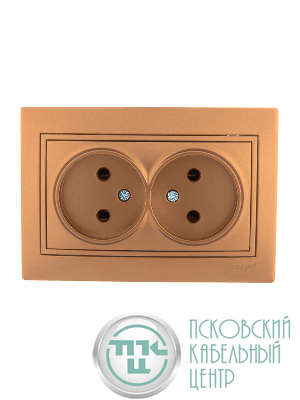 Розетка 2-м СП Мира 16А IP20 без заземл. керам. метал. зол. LEZARD 701-1313-128