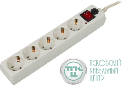 Удлинитель с сетевым фильтром 5х10м с заземл. 10А IP20 500SH-10-W 2.2кВт CCA бел. BURO 992302