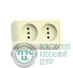 Розетка 2-м ОП Оптима РА10-373 10А IP20 без заземл. с монтаж. пластиной сл. кость Кунцево 8037