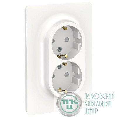 Розетка 2-м UNICA NEW защ. шторки с заземл. винт. зажим. бел. SchE NU206718