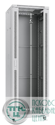 Шкаф монтажный телекоммуникационный напольный SH-05C-37U60/100 19дюйм для распред. и серверн. оборудования 37U 600х1000х1833мм передн. стеклян. и задн. сплошн. метал. двери ручка с замком сер. (RAL 7035) Cabeus 7642c