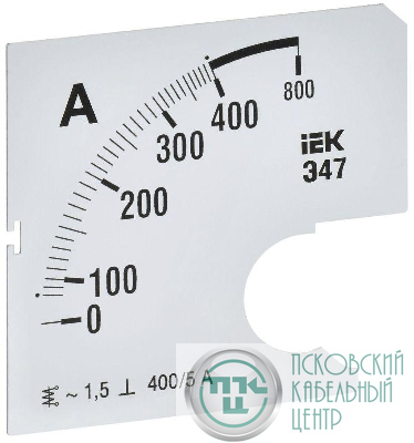 Шкала сменная для амперметра Э47 400/5А-1.5 72х72мм IEK IPA10D-SC-0400