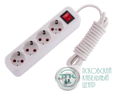 Удлинитель 4х3м с заземл. 16А IP20 Lila с выкл. LEZARD 720-0403-402