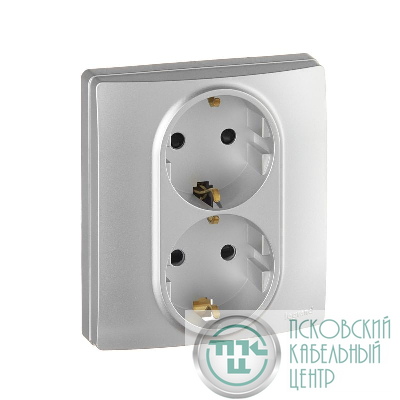 Розетка 2-м СП Inspiria 16А IP20 250В с заземл. защ. шторки безвинтов. клеммы механизм алюм. IEK 673757