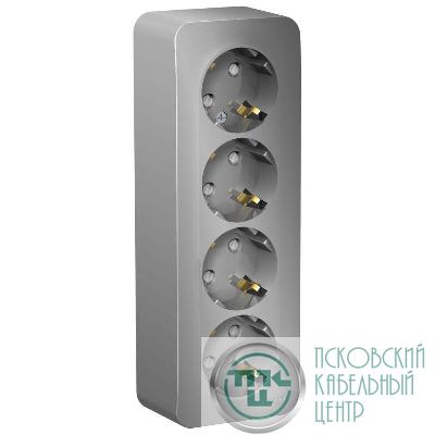 Розетка 4-м ОП Blanca 16А IP20 250В с заземл. защ. шторки с изолир. пластиной алюм. SE BLNRA011413