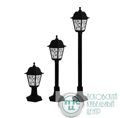 Светильник светодиодный Lousanne 60Вт E27 IP44 с опорой 3 в 1 390-650-960мм пластик. черн. матов. стекло с рисунком Duwi 24146 1