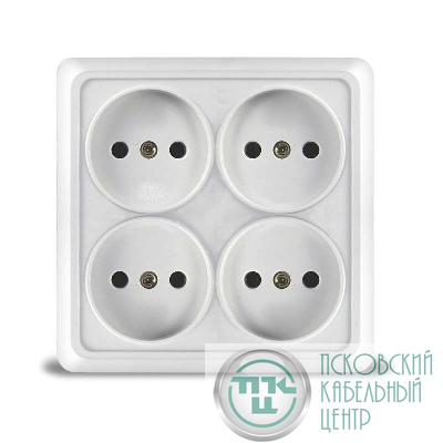 Розетка 4-м ОП Олимп 16А IP20 квадрат. без заземл. бел. UNIVersal 1164