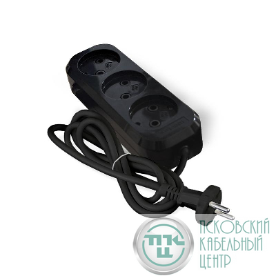 Удлинитель 3х2м без заземл. 10А IP20 Е-202 ПВС 2х0.75 АБС-пластик черн. UNIVersal 2113