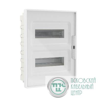 Щиток встраиваемый Фрейм (FRAME) ЩРв-п-24 24мод. с прозр. дверцей с 4 шинами PEN (2шт на 8 отверст. и 2шт на 6 отверст.) бел. DKC F24B1WT