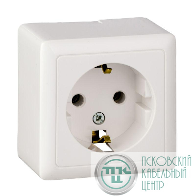 Розетка 1-м ОП Хит 16А IP20 250В с заземл. без защ. шторок бел. SE RA16-133-B