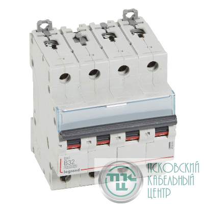 Выключатель автоматический модульный 4п B 32А 16кА DX3 10000 4мод. 400В Leg 409068