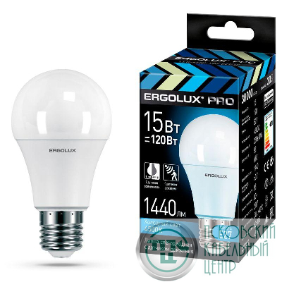 Лампа светодиодная с датчиком LED-A60P-15W-E27-4K PRO 15Вт Е27 4500К 220-240В с Ergolux 14763