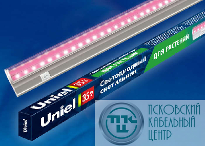 Светильник светодиодный ULI-P21-35W/SPSB IP40 WHITE 35Вт IP40 накладной линейный для растений спектр для рассады и цветения бел. Uniel UL-00002993