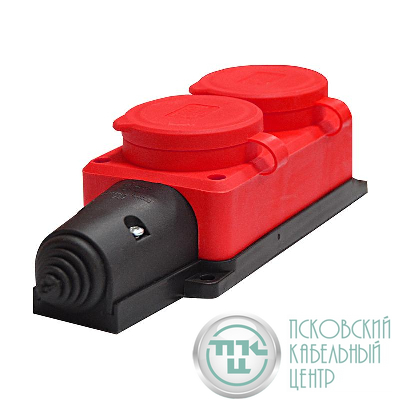 Колодка удлинителя 2-м Компакт 1ф с заглушками каучук красн. UNIVersal 3072