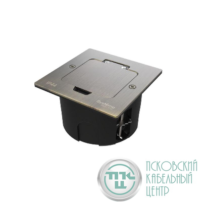 Лючок MultiDesk MDK20 на 2мод. IP44 с монтажной коробкой для стены фальшпола стола античная латунь SE MDK20102BA