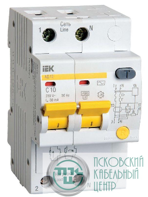 Выключатель автоматический дифференциального тока 2п C 10А 30мА тип AC 4.5кА АД-12 KARAT IEK MAD10-2-010-C-030