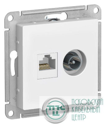 Розетка компьютерная + телевизионная 2-м СП AtlasDesign RJ45 кат.5E + TV механизм лотос SE ATN001389