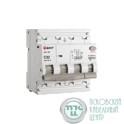 Выключатель автоматический дифференциального тока 4п (3P+N) C 32А 30мА тип AC 6кА АВДТ-63N электронный PROxima EKF D63N46E32C30