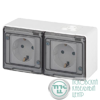 Розетка Эксперт 11-2504-01 2х2P+E гориз. IP55 шторки 16А-250В ОУ бел. Эра Б0063262