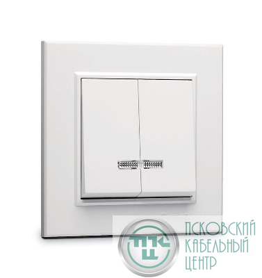 Выключатель 2-кл. СП Karea 10А IP20 с подсветкой бел. Makel 56001023