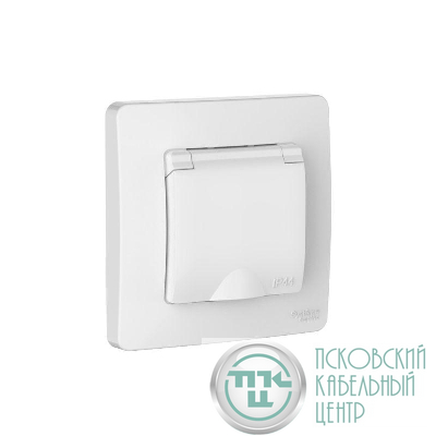 Розетка 1-м СП Blanca 16А IP44 250В с заземл. защ. шторки с крышкой бел. SE BLNRS441111