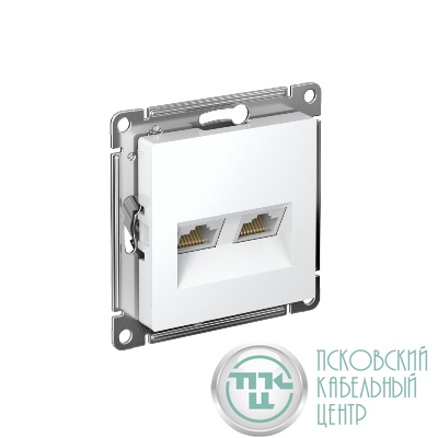 Розетка компьютерная 2-м AtlasDesign RJ45 кат.6A механизм бел. SE ATN000188