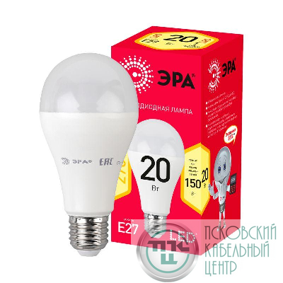 Лампа светодиодная RED LINE LED A65-20W-827-E27 R 20Вт A65 груша 2700К тепл. бел. E27 Эра Б0050687