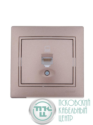 Розетка компьютерная 1-м СП Mira RJ45 16А IP20 со вставкой свет. корич. перламутр. LEZARD 701-3131-139