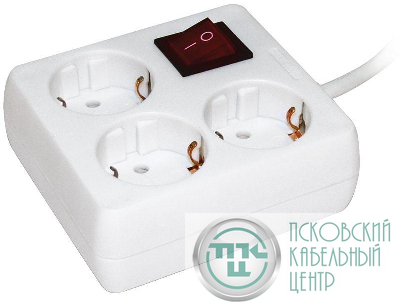 Удлинитель 3х3м с заземл. 16А IP20 У-С03К 2P+PE 250В 3х1 с выкл. IEK WYP30-16-03-03-ZK-N