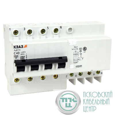 Выключатель автоматический дифференциального тока 4п C 25А 30мА тип A 4.5кА АД14-42 УХЛ4 КЭАЗ 141608