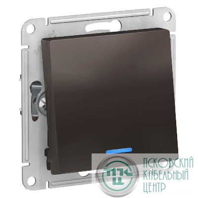 Переключатель проходной 1-кл. СП AtlasDesign 10А IP20 (сх. 6а) 10AX с подсветкой механизм мокко SE ATN000663