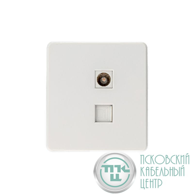 Розетка компьютерная + телевизионная СП ROUND MIELE RJ45 кат6 + TV перламутр Kranz KR-78-0722-1