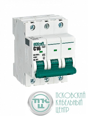 Выключатель автоматический модульный 3п C 16А 6кА ВА-103 DEKraft 12305DEK