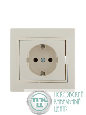 Розетка 1-м СП Mira 16А IP20 с заземл. со вставкой керамика крем. LEZARD 701-0303-122