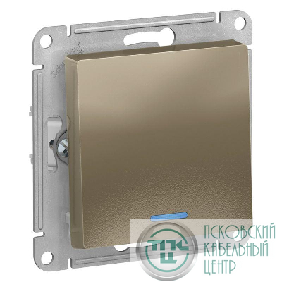 Выключатель 1-кл. СП AtlasDesign 10А IP20 (сх. 1а) 10AX с подсветкой механизм шампань SE ATN000513
