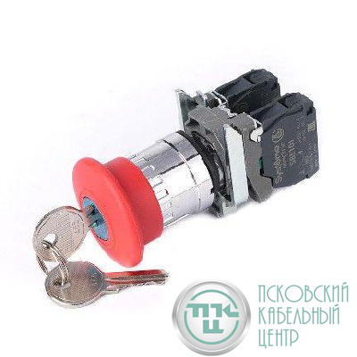 Кнопка аварийного останова SB4 в сборе 22мм 40мм ключ металл 1НО+1Н SE SB4BS9445