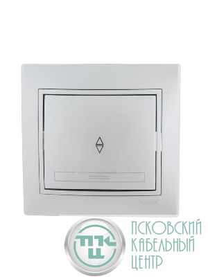 Переключатель проходной 1-кл. СП Mira 10А IP20 со вставкой сер. метал. LEZARD 701-1010-105