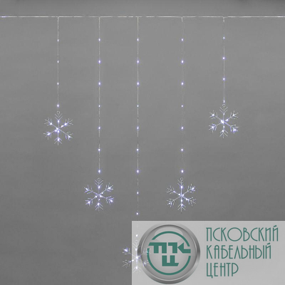 Гирлянда светодиодный занавес из росы с фигурами снежинок IP20 USB + пульт управления бел. Neon-Night 315-845