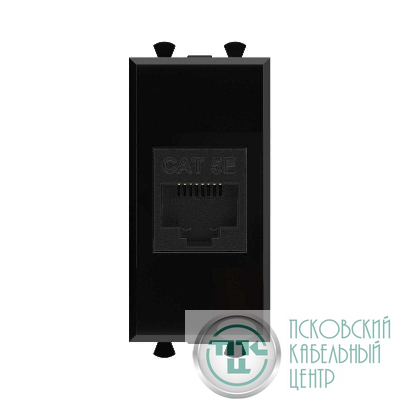 Розетка компьютерная 1мод. Avanti "Черный квадрат" RJ45 кат.5E без шторок модульная механизм DKC 4402661