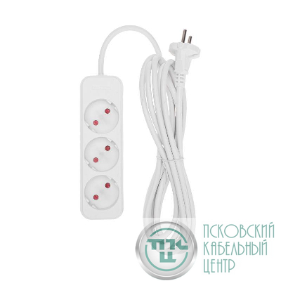 Удлинитель 3х3м без заземл. STANDARD 2х1кв.мм бел. Rexant 13-4007