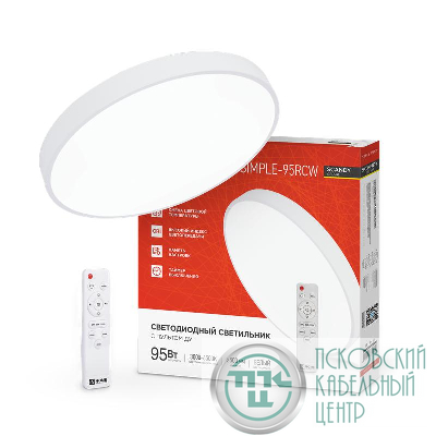 Светильник светодиодный SCANDY SIMPLE-95RCW 95Вт 3000-6500К 7600лм 230В 500х50мм с пультом ДУ бел. IN HOME 4690612057330