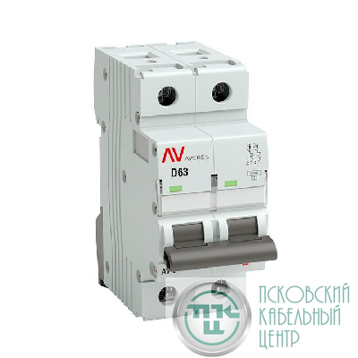 Выключатель автоматический модульный 2п D 63А 6кА AV-6 AVERES EKF mcb6-2-63D-av