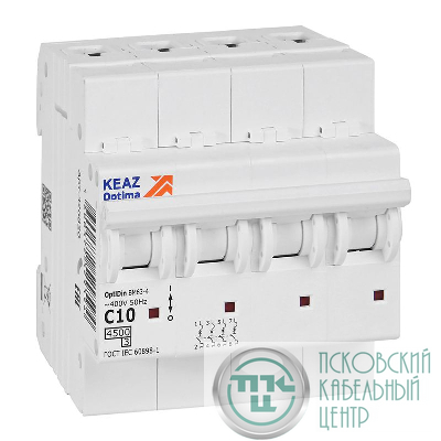 Выключатель автоматический модульный 4п C 10А OptiDin BM63-4C10-4.5-УХЛ3 КЭАЗ 326820