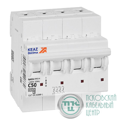 Выключатель автоматический модульный 4п C 50А OptiDin BM63-4C50-4.5-УХЛ3 КЭАЗ 326826